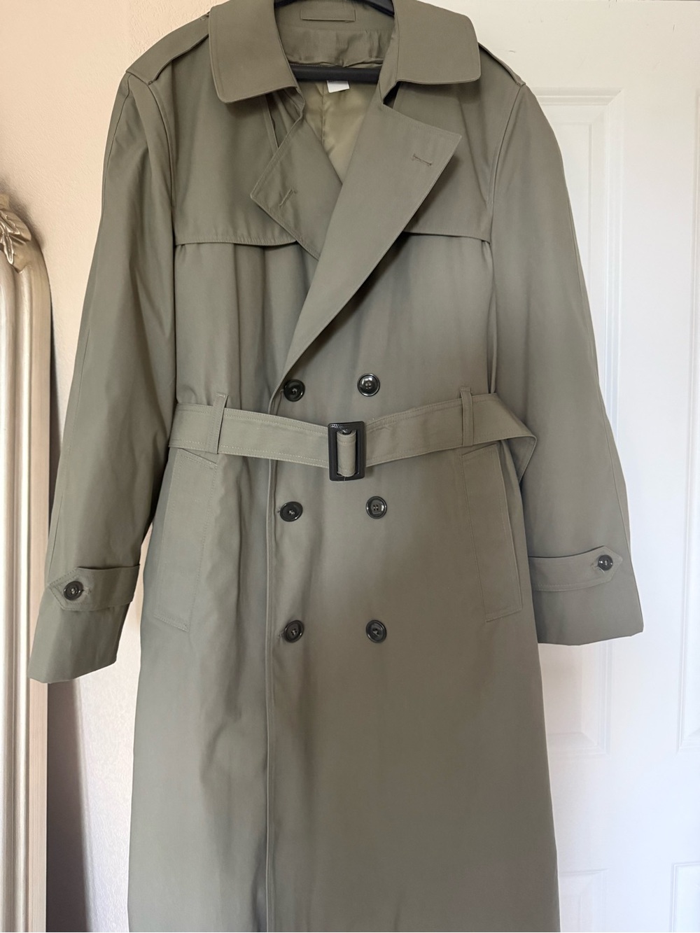 Men's Double-Breasted Trench Coat in Olive